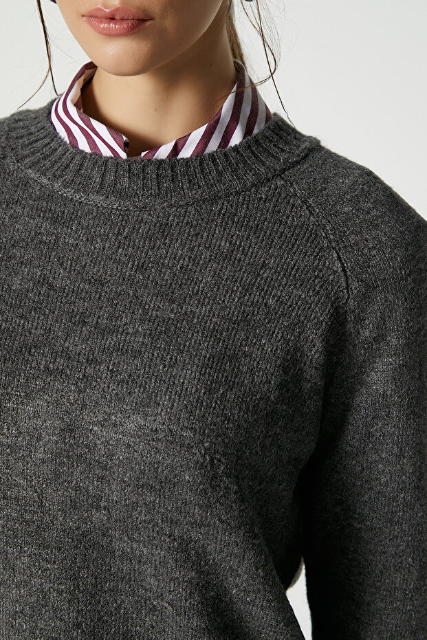 Mushy Antrasit Basic Triko Kazak - 2