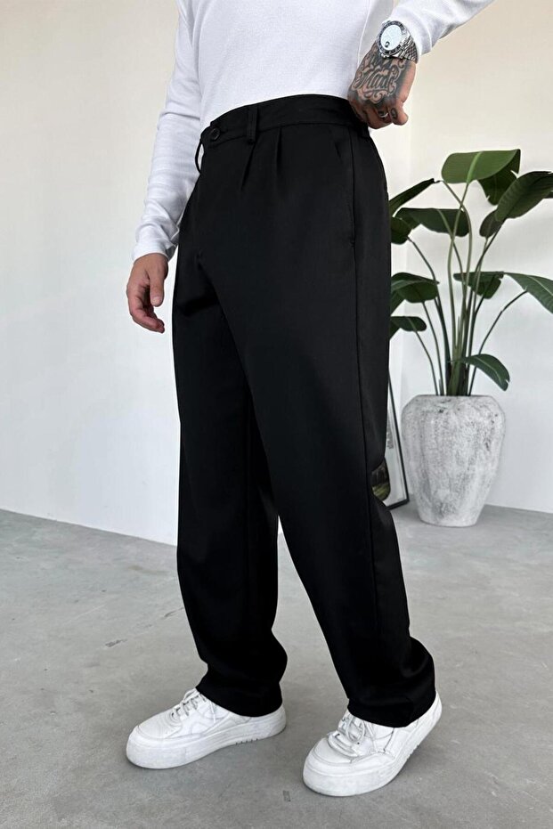 بنطال قماش أساسي أسود فاخر - 2