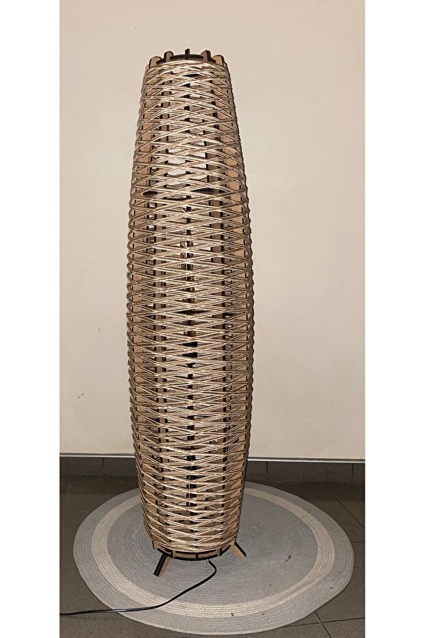 Bohem,Ahşap,Jüt,Hasır,Doğal Lambader 125*32 - 3