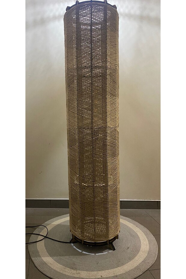 Bohem,Ahşap,Jüt,Hasır,Rustik,Doğal El Yapımı Lambader 135*32 - 4