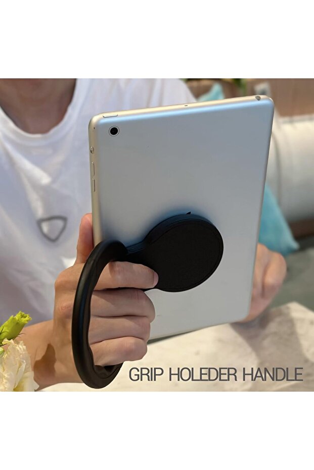 Tablet Holder with Adjustable Hand Strap, 360° Rotating Handle & Drawing Stand, Fits 7–11in Table - 5