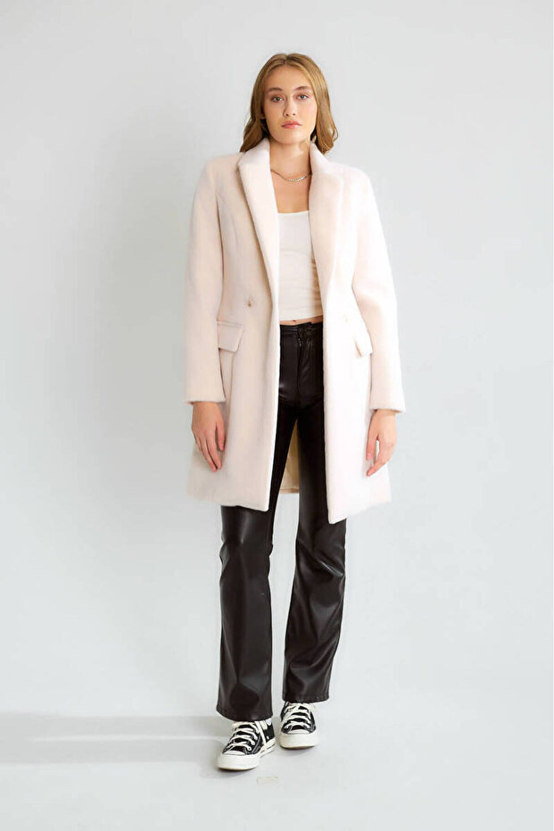 Midi Boy Kaşe Kaban Bej - 2