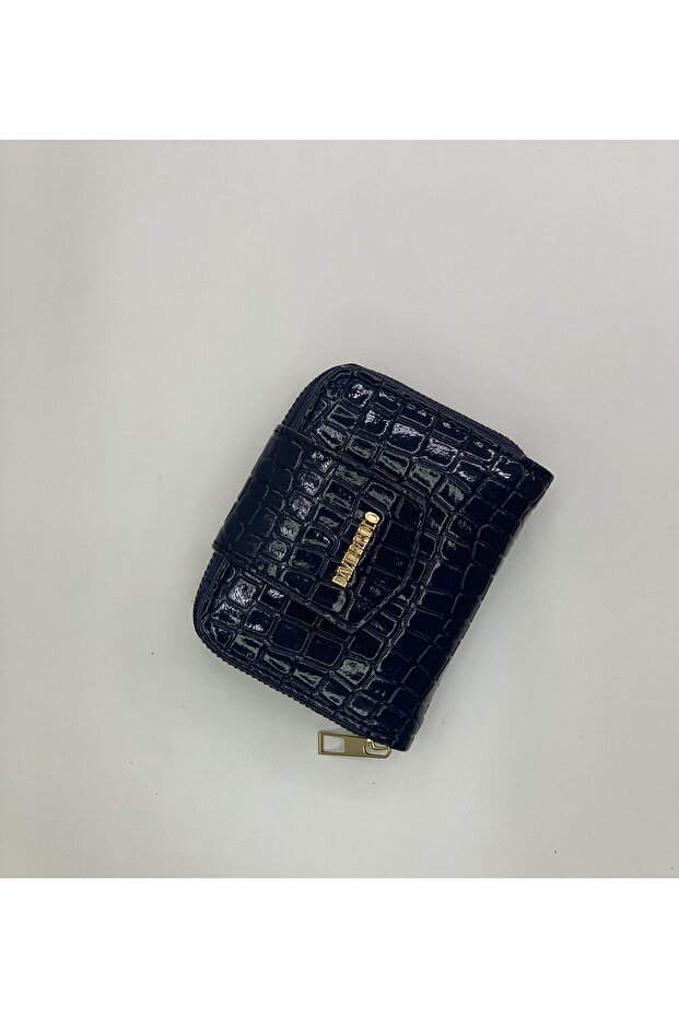 Women's Shiny Crocodile Patterned Faux Leather Wallet 8X11Cm