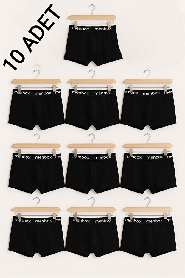10 darab fekete férfi boxer – pamut lycra, kényelmes fehérnemű - 1