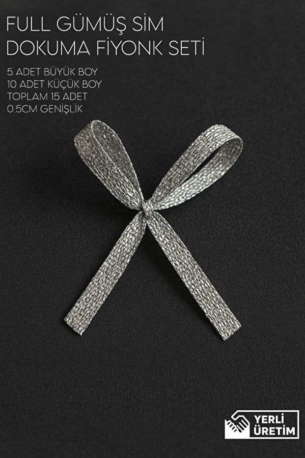 GÜMÜŞ SİMLİ FİYONK SETİ - 15 ADET ( 5 BÜYÜK + 10 KÜÇÜK ) - 1