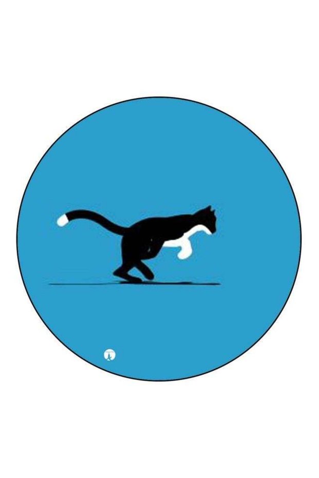 Cat Printed Fridge Magnet Blue/White/Black 5.5cm