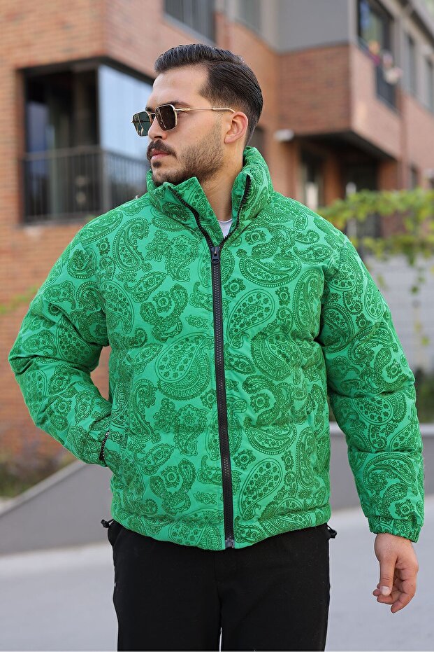 معطف رجالي مطبوع من الفرو الصناعي - 1