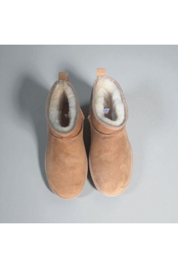 Ucc* klasik hakiki deri ve kürk ithal ,eva taban ,sara rengi bot - 2