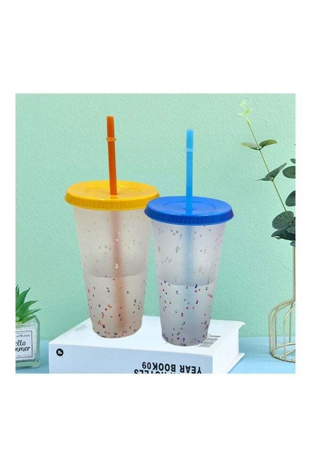 Water Bottle Cup With Lid And Straw Blue