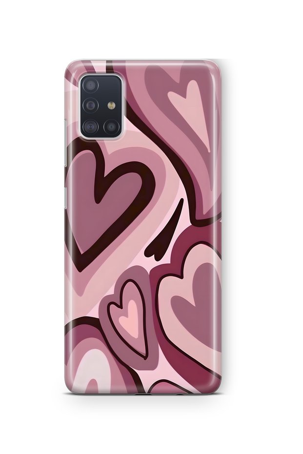 Samsung Galaxy M31S Compatible Burgundy Heart Pattern Transparent Phone Case