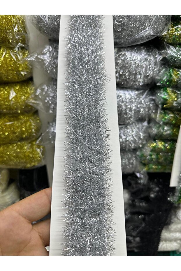 New Year Decoration Glitter Ribbon 5 Meters / Silver 5 cm Width
