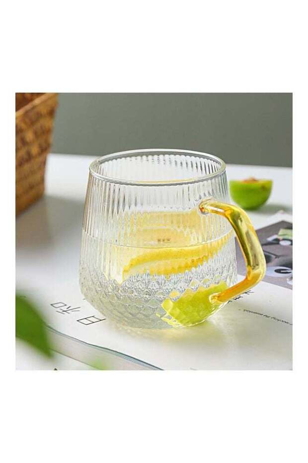 Relief Square Handle Cup Glass Clear 9.5x9.5x9cm