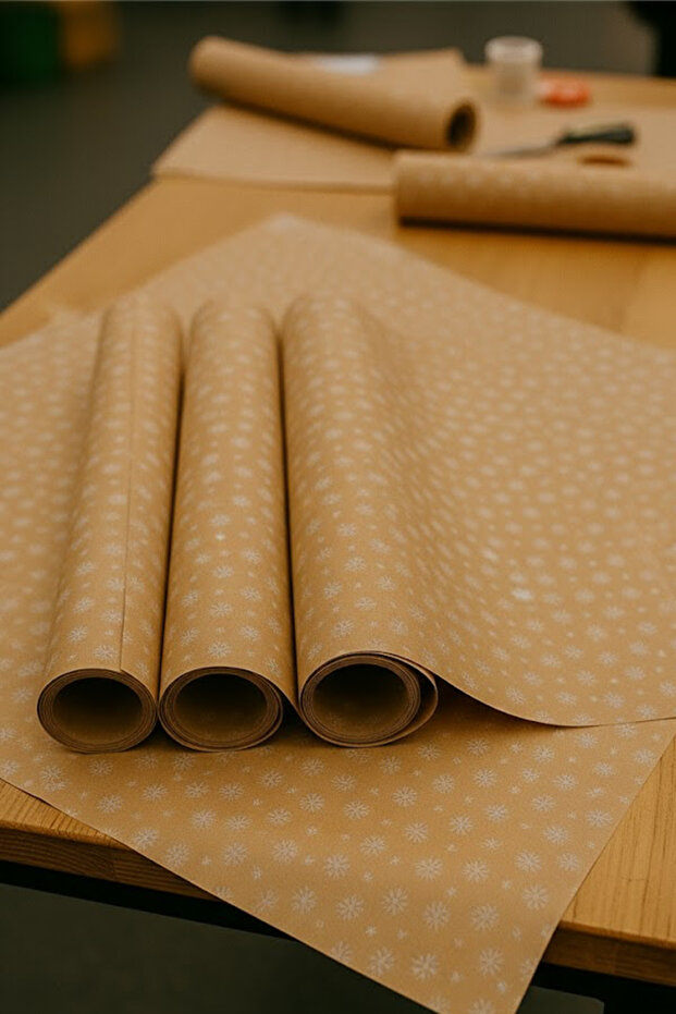 Kraft Snowflake Wrapping Paper 33 Pieces 70X100Cm Gift Packaging Gift Paper