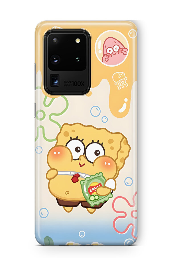 Samsung Galaxy S20 Ultra Spongebob Pattern Transparent Phone Case - 1
