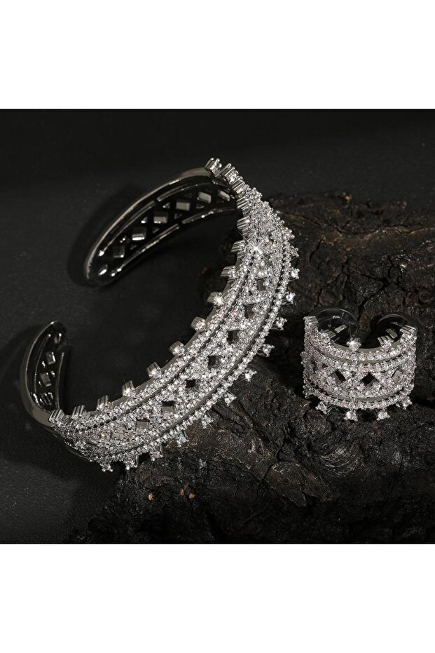 طقم سوار وخاتم من الفضة - 1