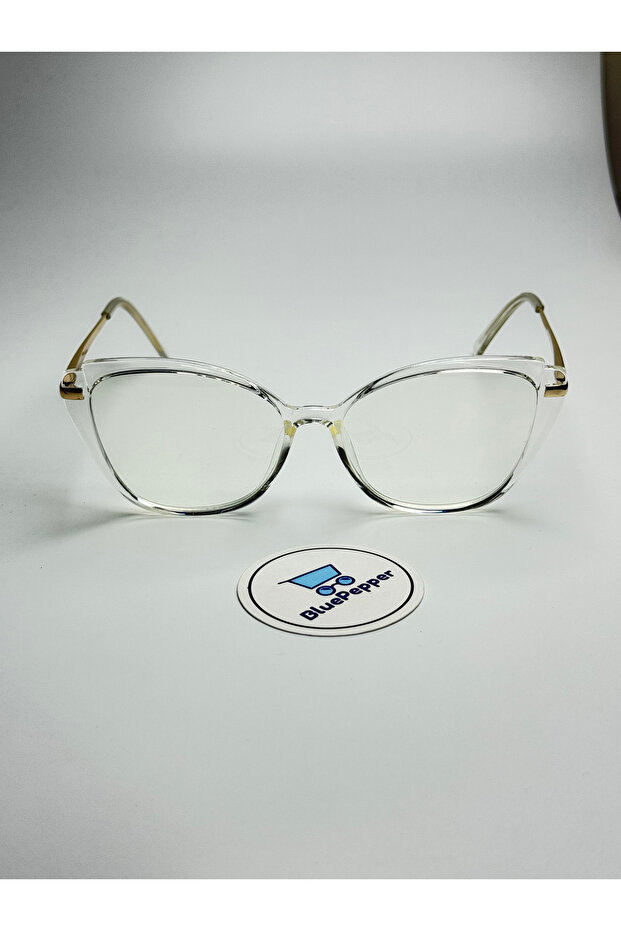 نظارات LUNERA شفافة طراز CATEYE مع عدسة زرقاء مضيئة وشاشة عرض 55 EKARTMAN