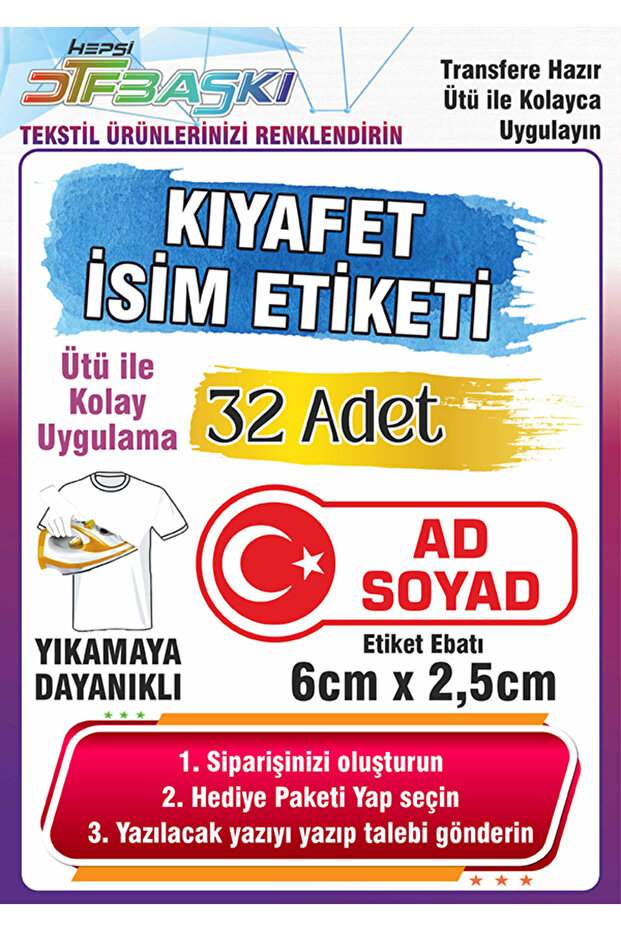 F17 Ajans Türk Bayrağı Temalı Okul Kıyafeti Etiketi İsme Özel