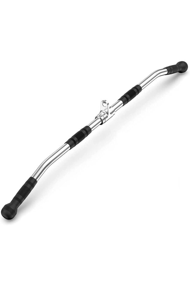 Revolving Chrome Curl Bar - 35.5 Inch Cable Attachment (Silver)