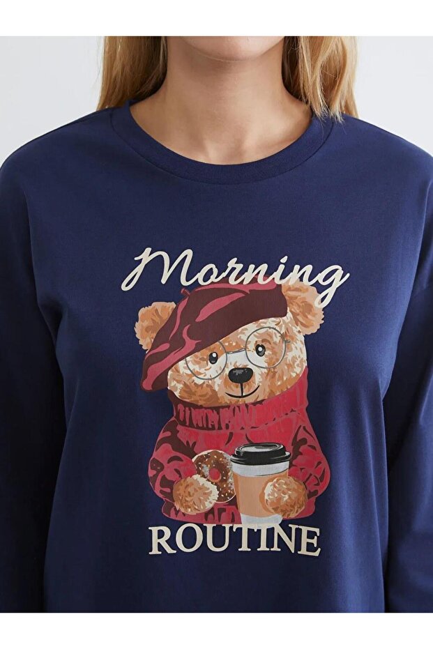 Ayı Teddy Baskılı Kadın Pijama Takımı (W5) - 3