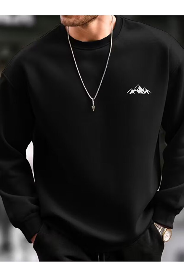Men's 2 Thread Sweatshirt – Minimal Dağ B Printed O Oversized Comfortable Fit, Casual Spring Style