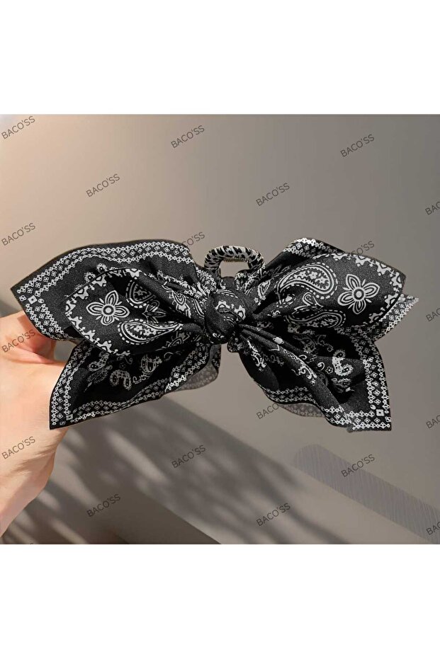 Black Patterned Bow Design Clasp (Bc-1240) - 4