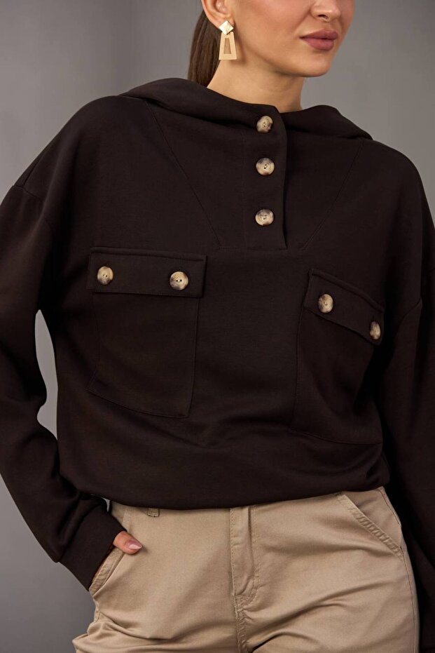Viscose Cotton Fabric Double Pocket Hooded Sweatshirt
