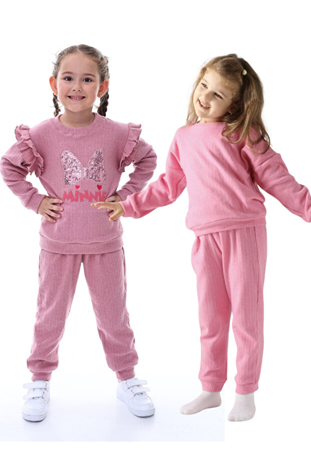 Interlock cotton tracksuit bottom top girl child double suit