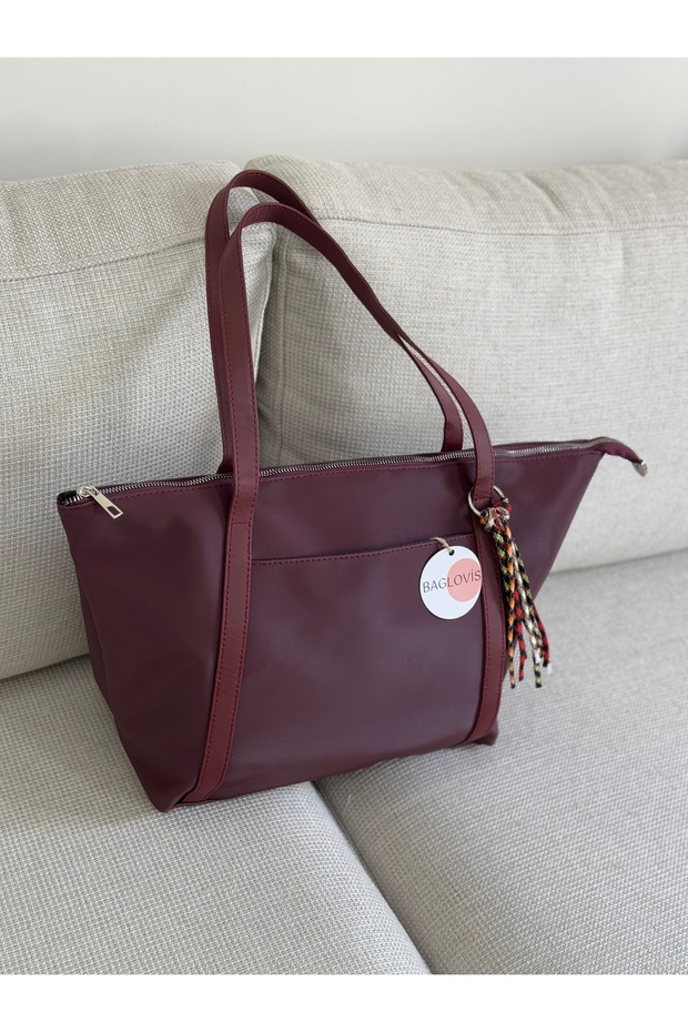 Charm Askili Large Burgundy Women's Shoulder Bag En45 Boy30