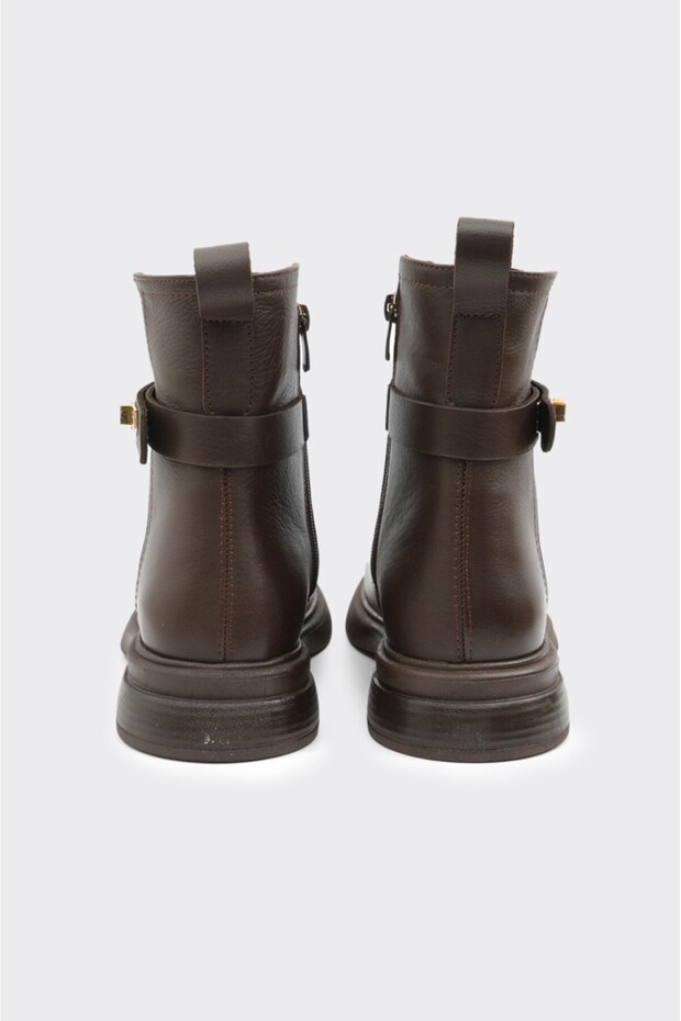 Hakiki Deri Fermuarlı Kadın Bot - 4