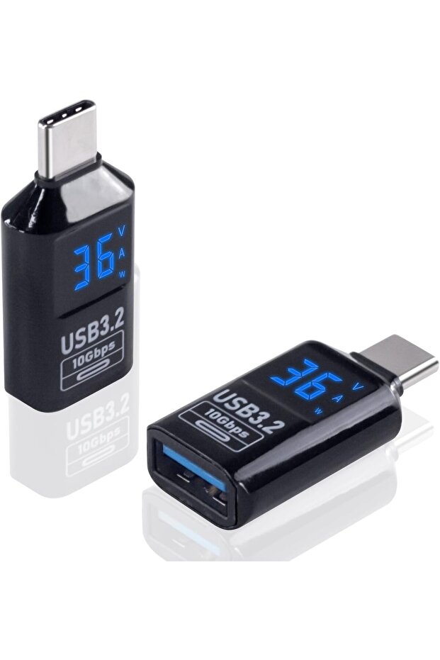 USB-C to USB-A Adapter with Digital LED Display - Compatible with iPhone & MacBook - 1