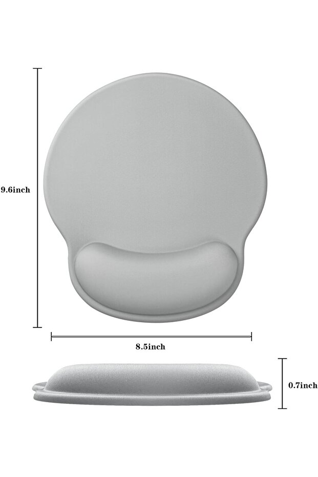 Wrist-Rest Mouse Pad — Comfortable PU Non-Slip Mouse Pad (Gray) - 6