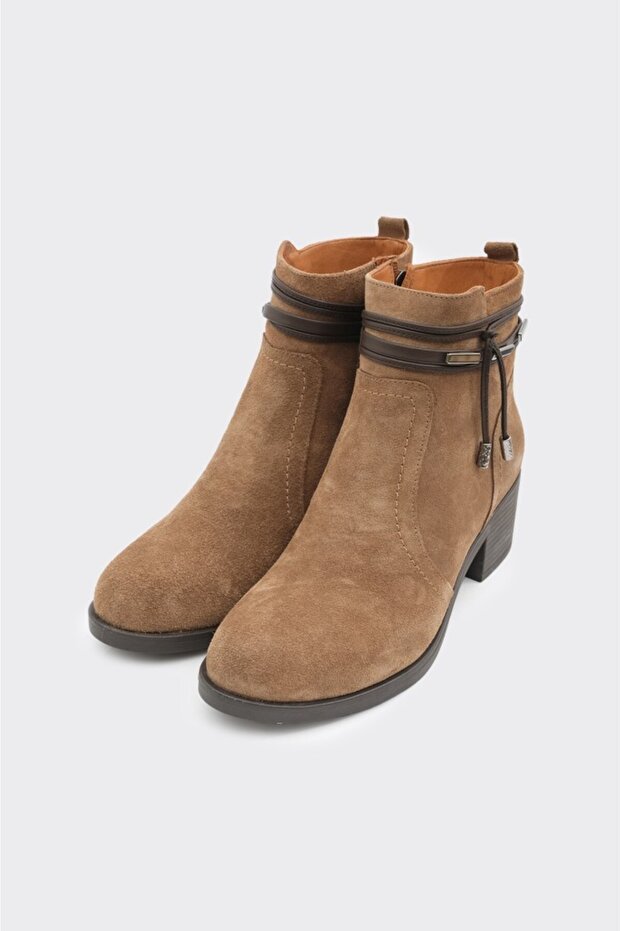 Hakiki Deri Fermuarlı Kadın Bot - 2