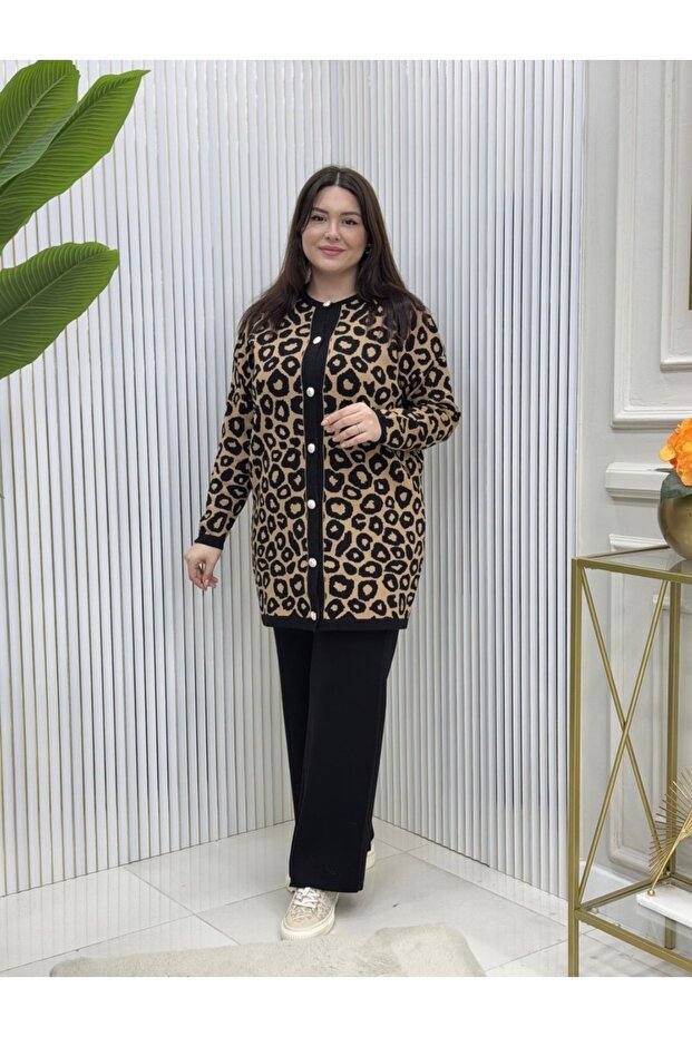 Leopard Patterned Knitwear Set - 1