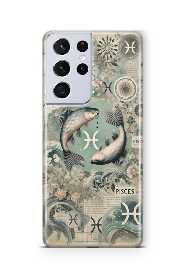 Samsung Galaxy S21 Ultra Compatible Pisces Patterned Transparent Phone Case