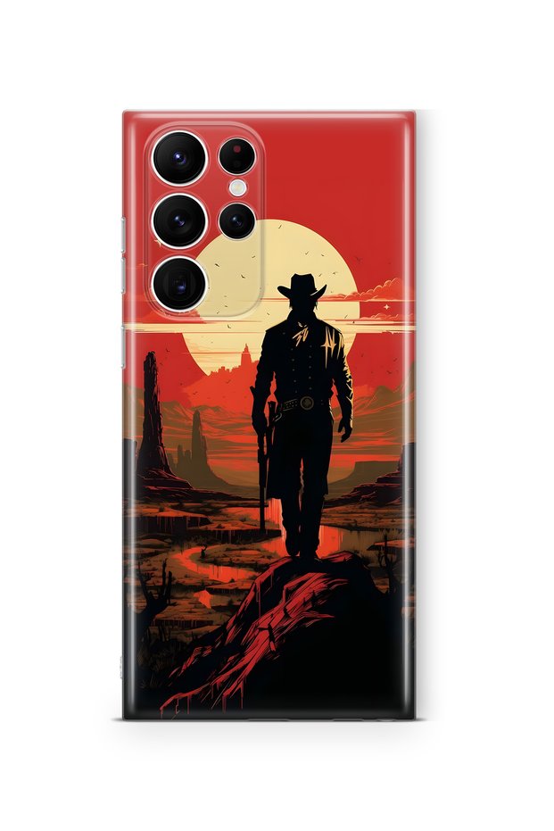 Samsung Galaxy S25 Ultra Compatible Cowboy Sunset Pattern Transparent Phone Case
