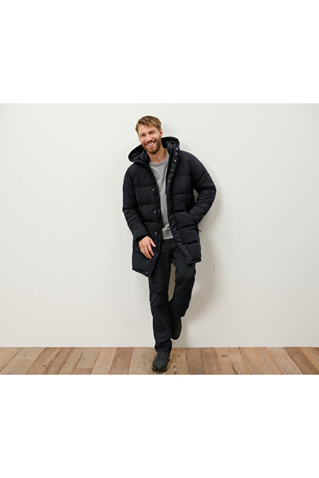 Erkek Kapitone Parka, Siyah - 3