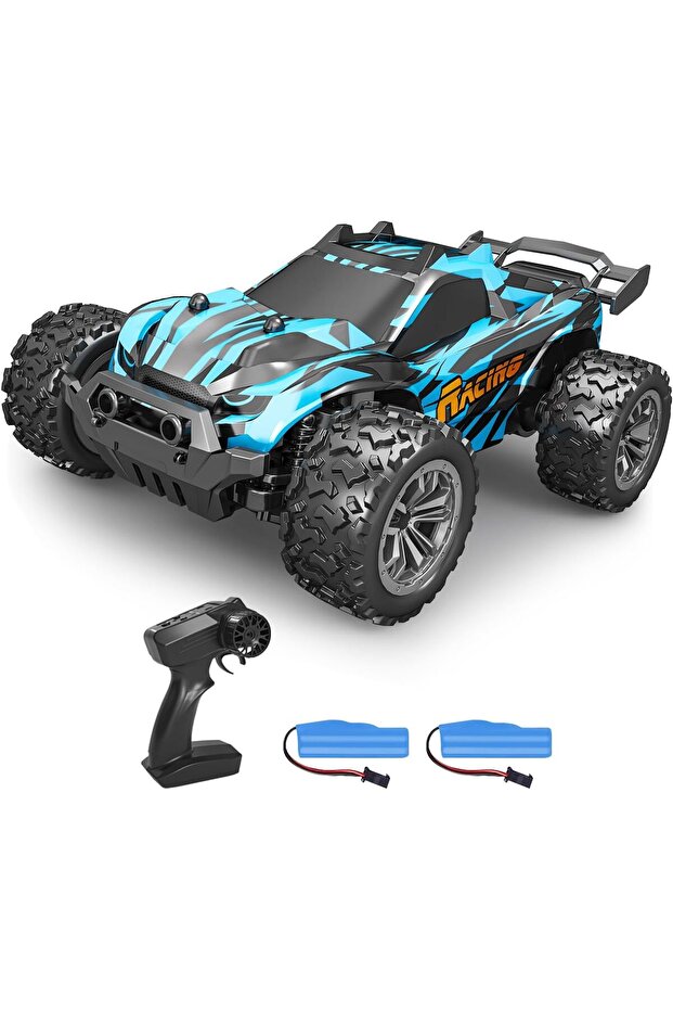 Remote Control RC Car, 2.4GHz 20 km/h All-Terrain Off-Road Monster Truck with LED Bodylights and 2 R