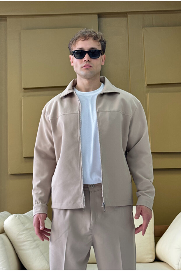 Kumaş Oversize Astarlı Ceket - 1