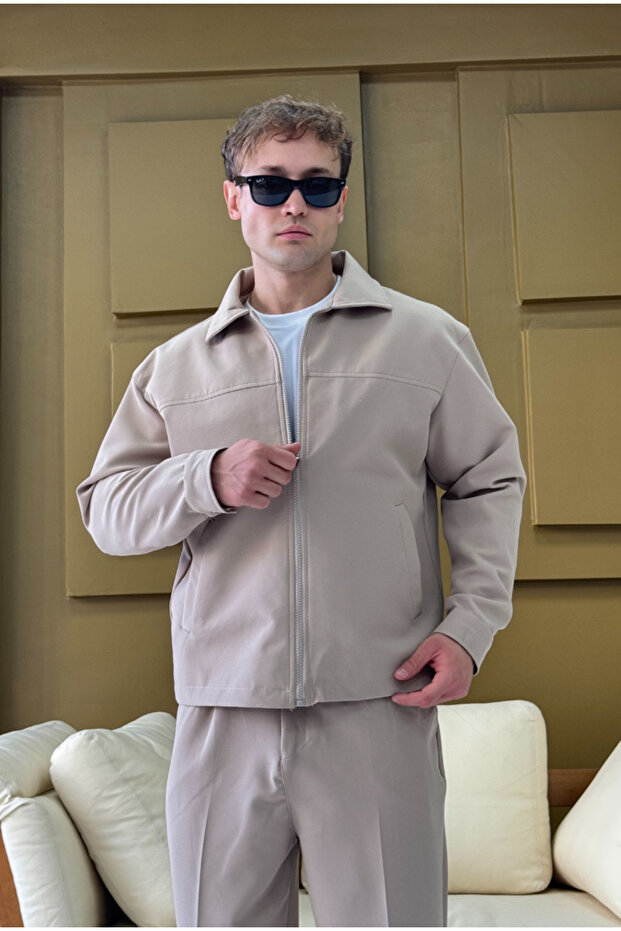 Kumaş Oversize Astarlı Ceket - 7