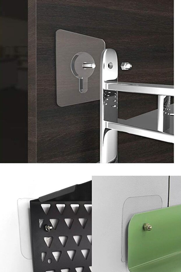 Kendinden Vidalı Duvara Delmenize Gerek Bırakmayan Süper Güçlü Yapışkanlı Raf Tutucu 15'li Askı Seti - 6