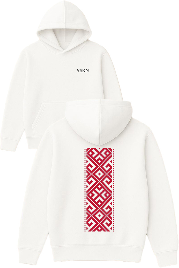 Ethnic Carpet Pattern Design Printed Oversized White Hooded Sweatshirt