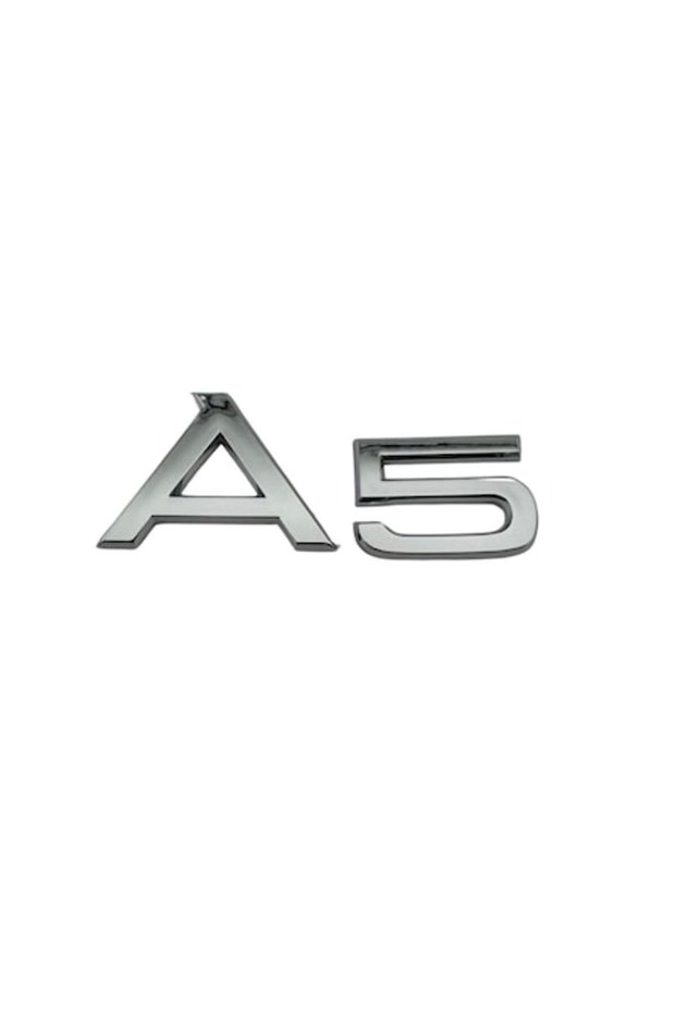 Trunk emblem AUDI A5, silver/chrome