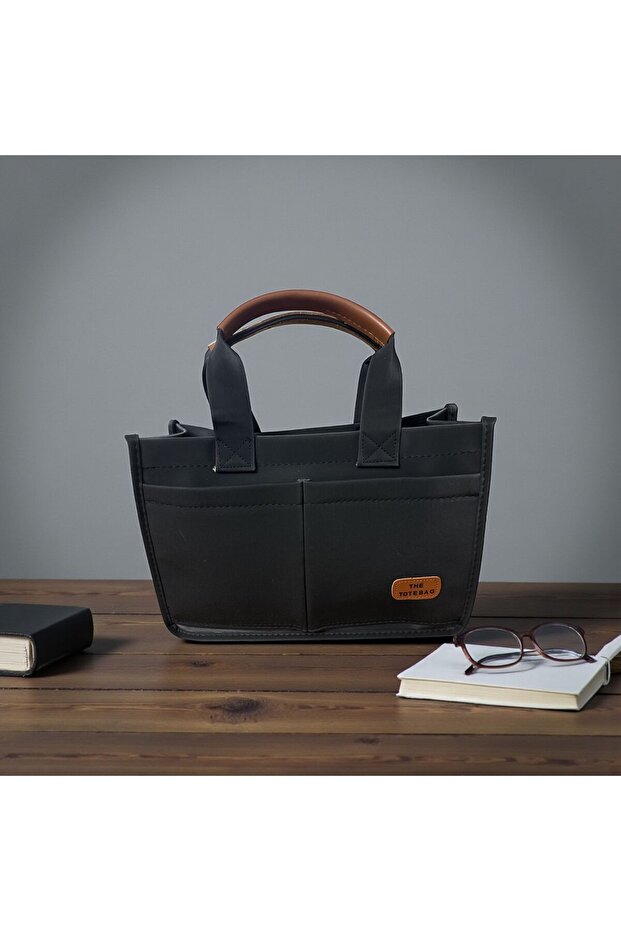 Canvas Fabric Front Pocket Tote Bag Hand and Shoulder Bag