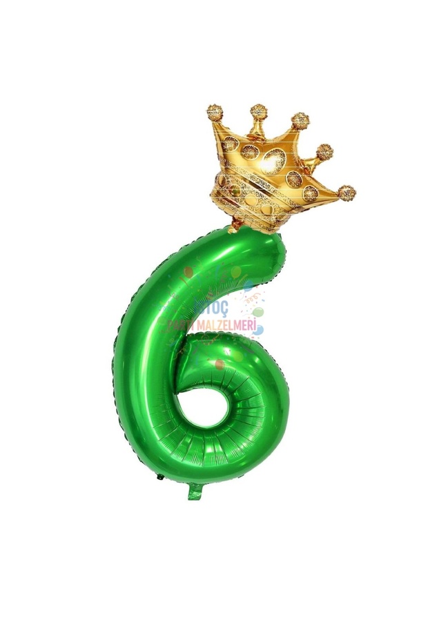 Green Number King Crown Foil Balloon Set Age 6