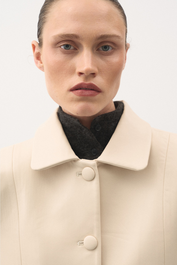 Kısa Deri Ceket Bej - 3