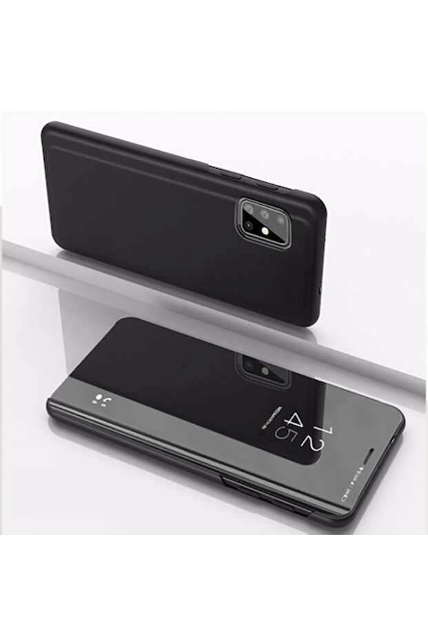 Mirror Case for P40 Lite E - Flip Stand, Black - 1