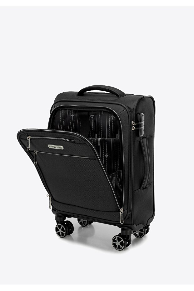 Men's Soft Polyester Cabin Suitcase Black Polyester - 5