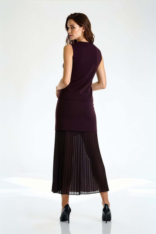 Şifon Astarlı Triko Etek - 2