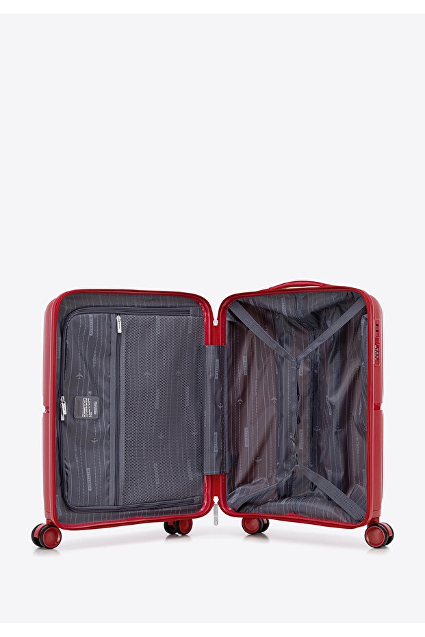 Man Small Suitcase made of polypropylene with circles, red, red polypropylene - 4