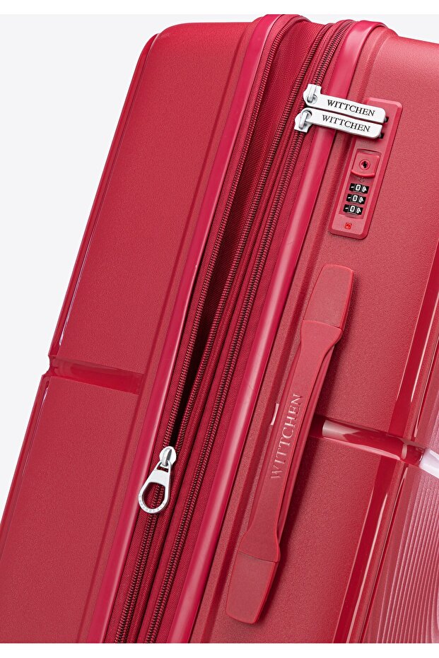 Man Large polypropylene suitcase with circles red red polypropylene - 11